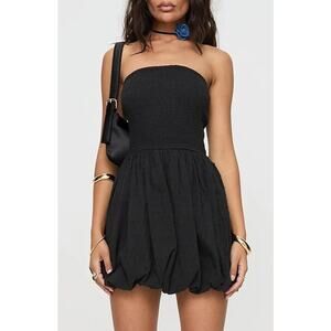 NWT Tsher Black Polka Dot Smocked Tube Dress XS  Coquette Bubble